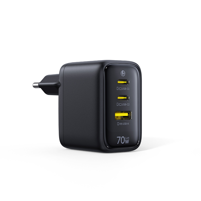 BASEUS 220V 70W GaN6, USB-A + 2 x USB-C, EnerFill FE22 /черен/ - E0123500