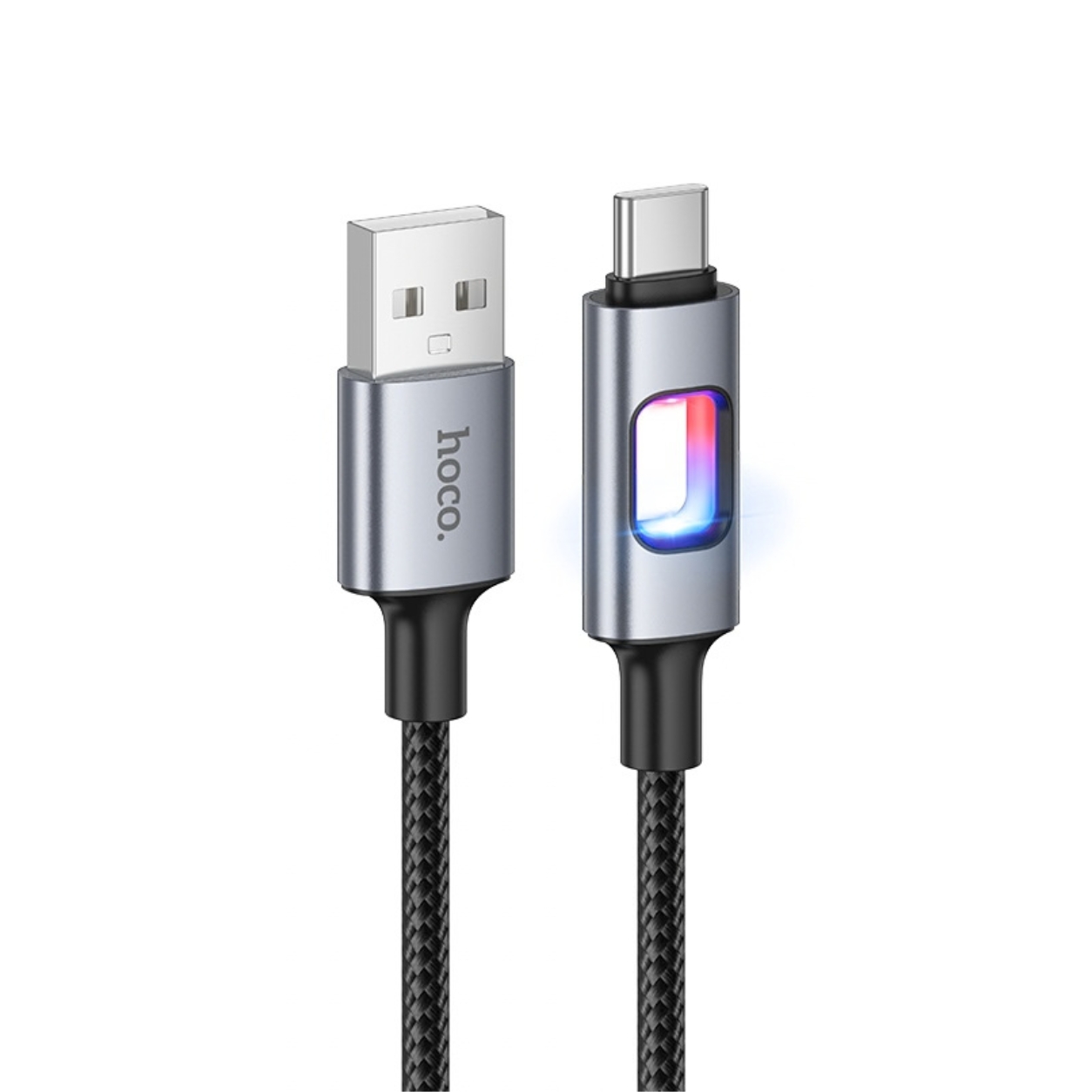 HOCO Кабел USB-A - Type-C, 1.2м, 18W, 3A, Colorful display /черен/ - U144