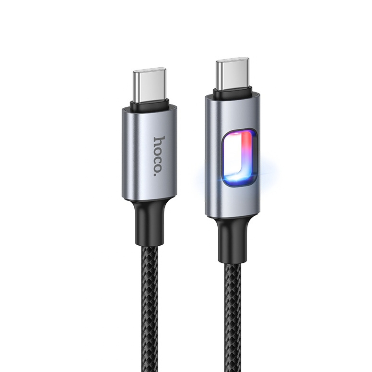 HOCO Кабел Type-C - Type-C, 1.2м, 60W, 3A, Colorful display /черен/ - U144