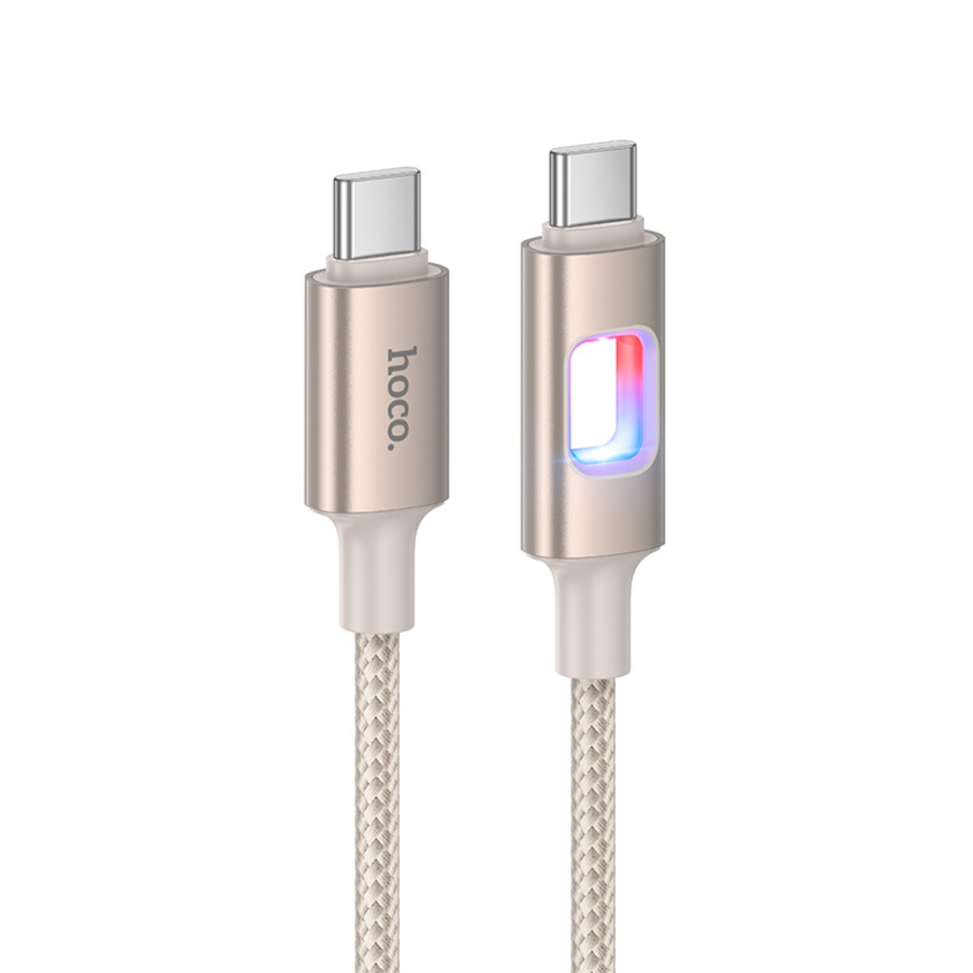 HOCO Кабел Type-C - Type-C, 1.2м, 60W, 3A, Colorful display /златен/ - U144