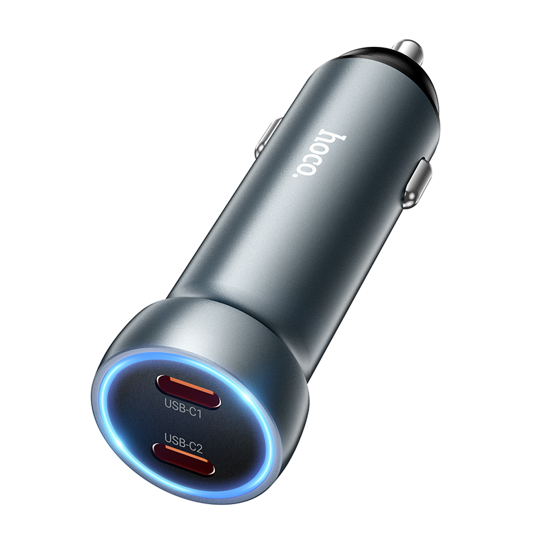 HOCO 12V 60W 2 x USB-C, Prosperous /сив/ - Z54B