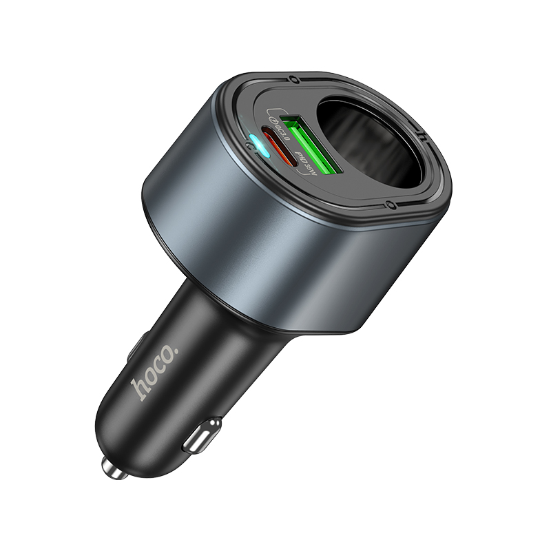 HOCO 12V 35W, USB-A + USB-C + 12V Socket, Blue whale /сив/ - Z56