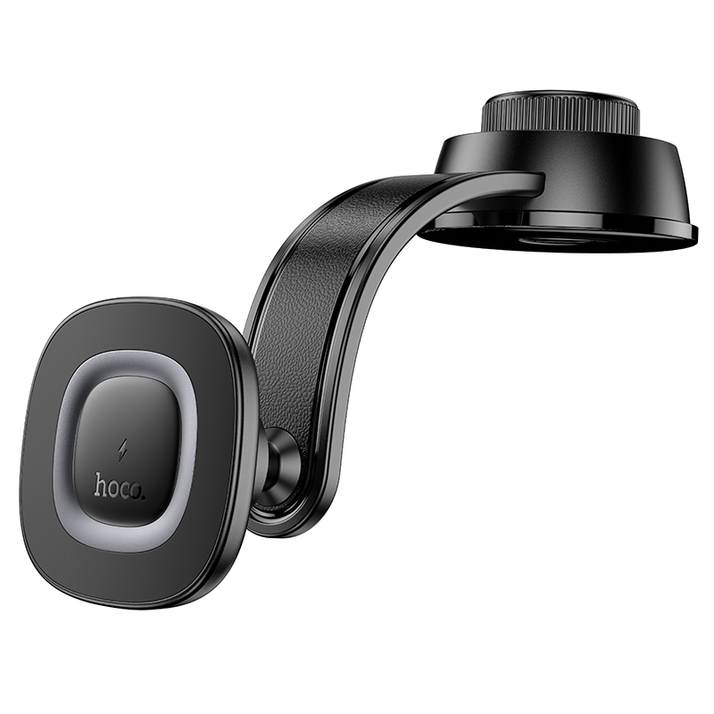 HOCO Холдер Wireless 15W, Crown centre console, с вакуум /черен/ - HW31