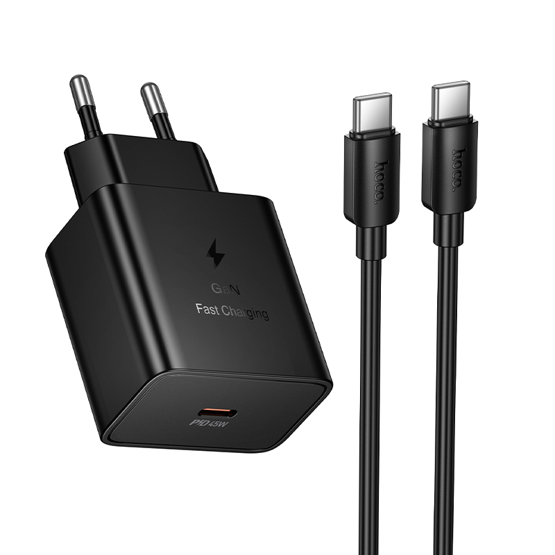 HOCO 220V 45W USB-C + кабел Type-C - Type-C, Star /черен/ - N77