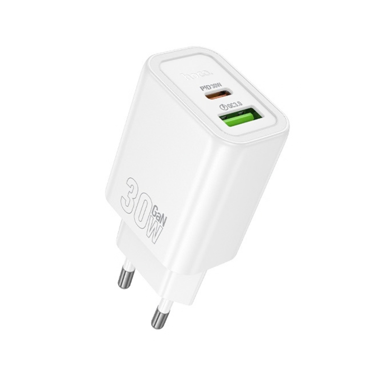 HOCO 220V 30W, GaN, USB-A + USB-C, Gentle /бял/ - N63