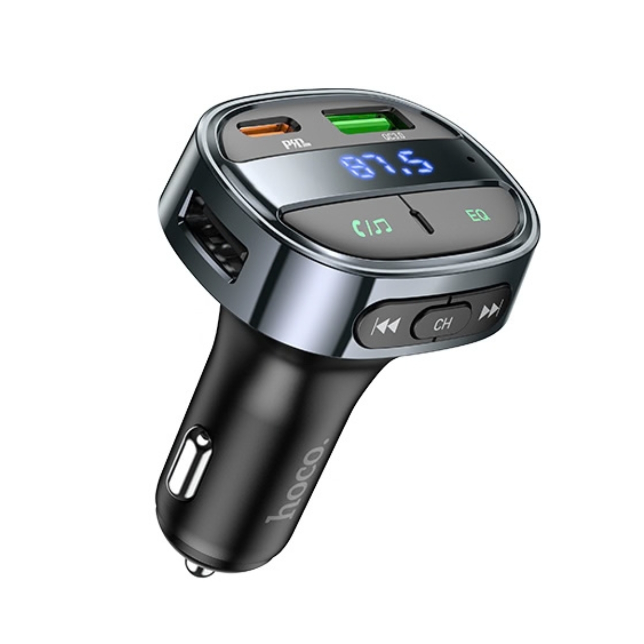 HOCO MP3 Wireless FM Transmitter 48W, PD, QC, USB-A + USB-C, FM, Micro SD, USB-flash, Mic, Magic night /черен/ - E70