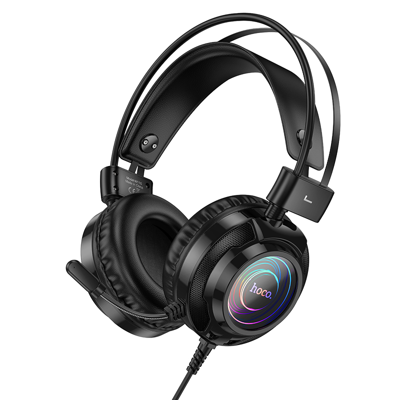 HOCO HF Resource Gaming Headset, с микрофон, RGB light, wired: AUX+ USB-A /черен/ - W110